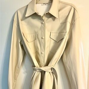 Papermoon Beige Women's Leather Jacket